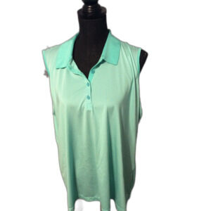 EP Green Striped Womens Golf Polo Sleeveless Size XXL Plus